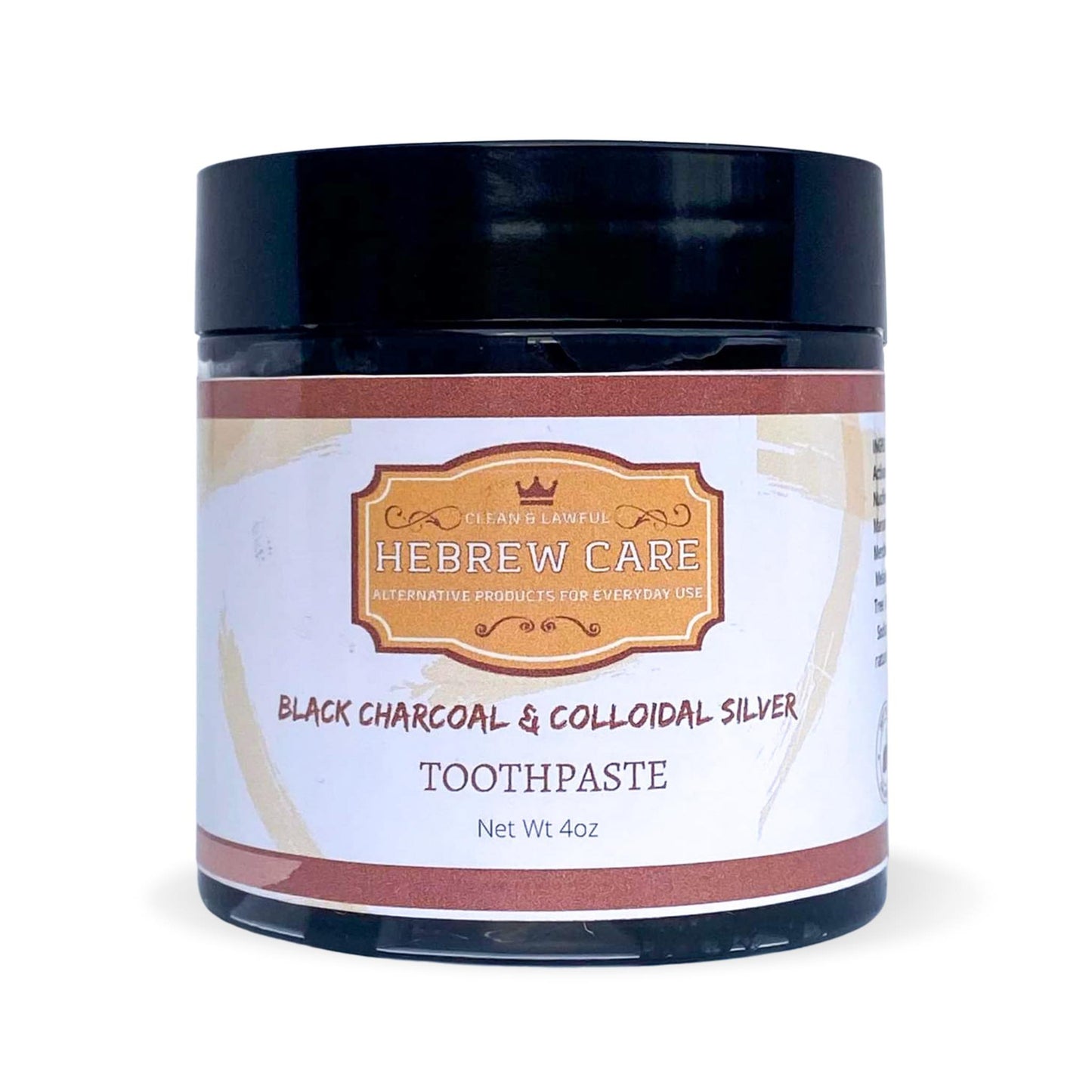 All Natural Black Charcoal Whitening Toothpaste, w/Colloidal Silver, clove, peppermint and more