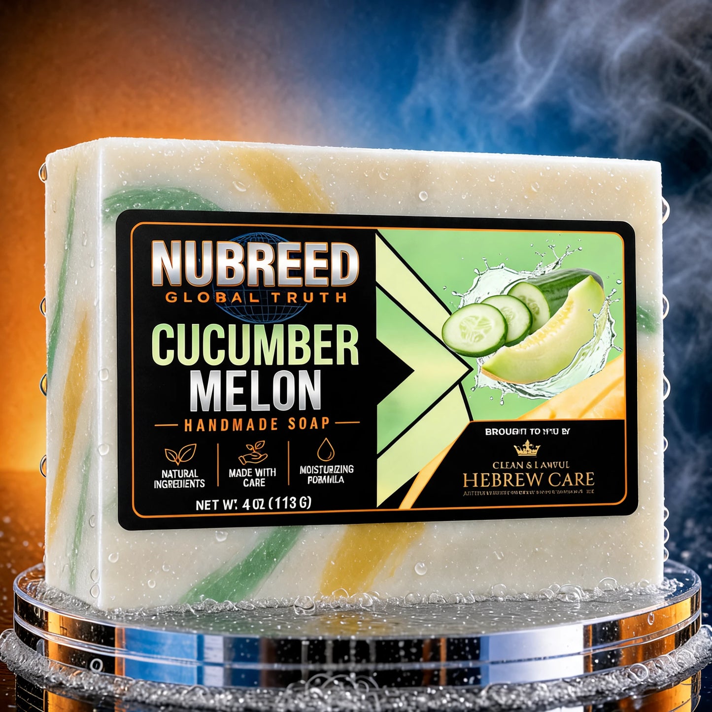 NUBREED Global Truth Cucumber Melon handmade soap bar by Hebrew Care, 4 oz