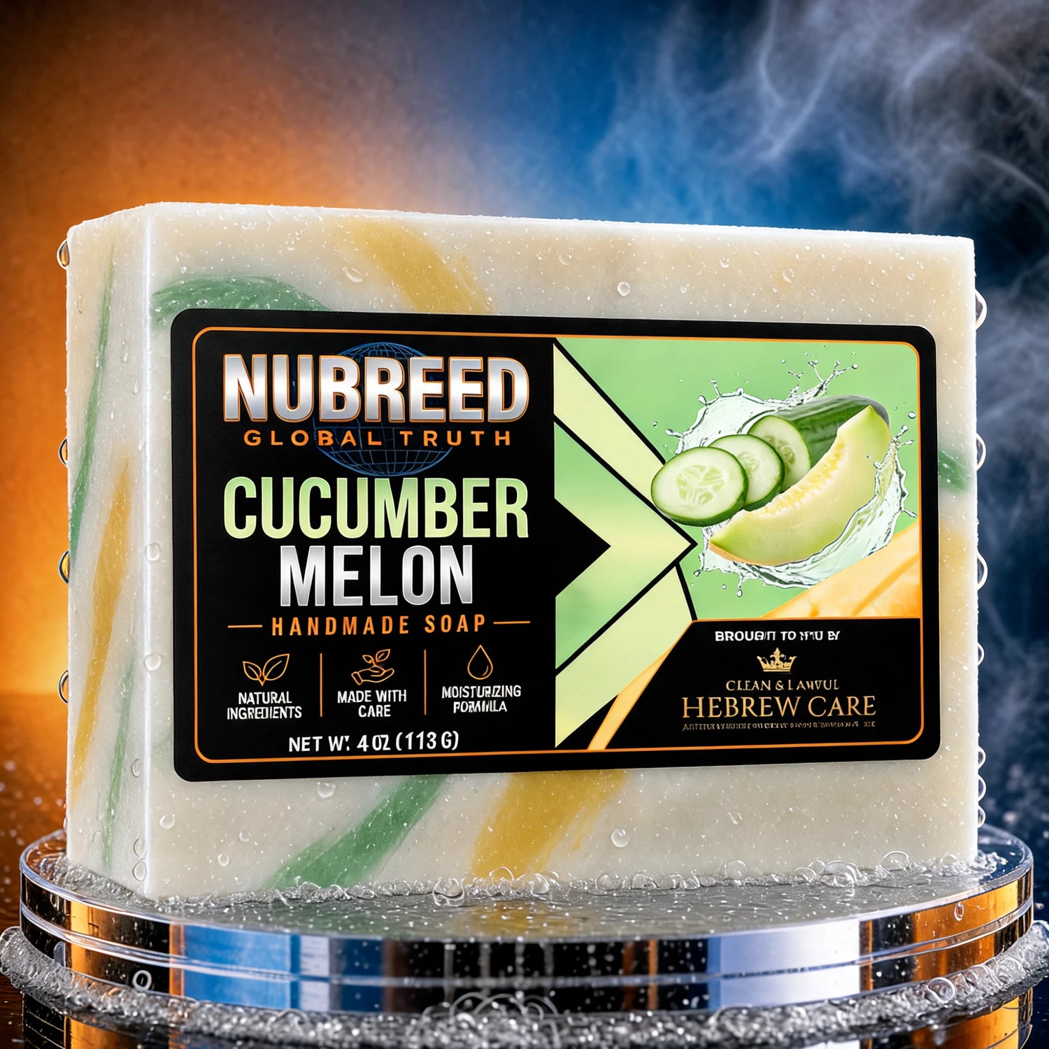 NUBREED Global Truth Cucumber Melon handmade soap bar by Hebrew Care, 4 oz