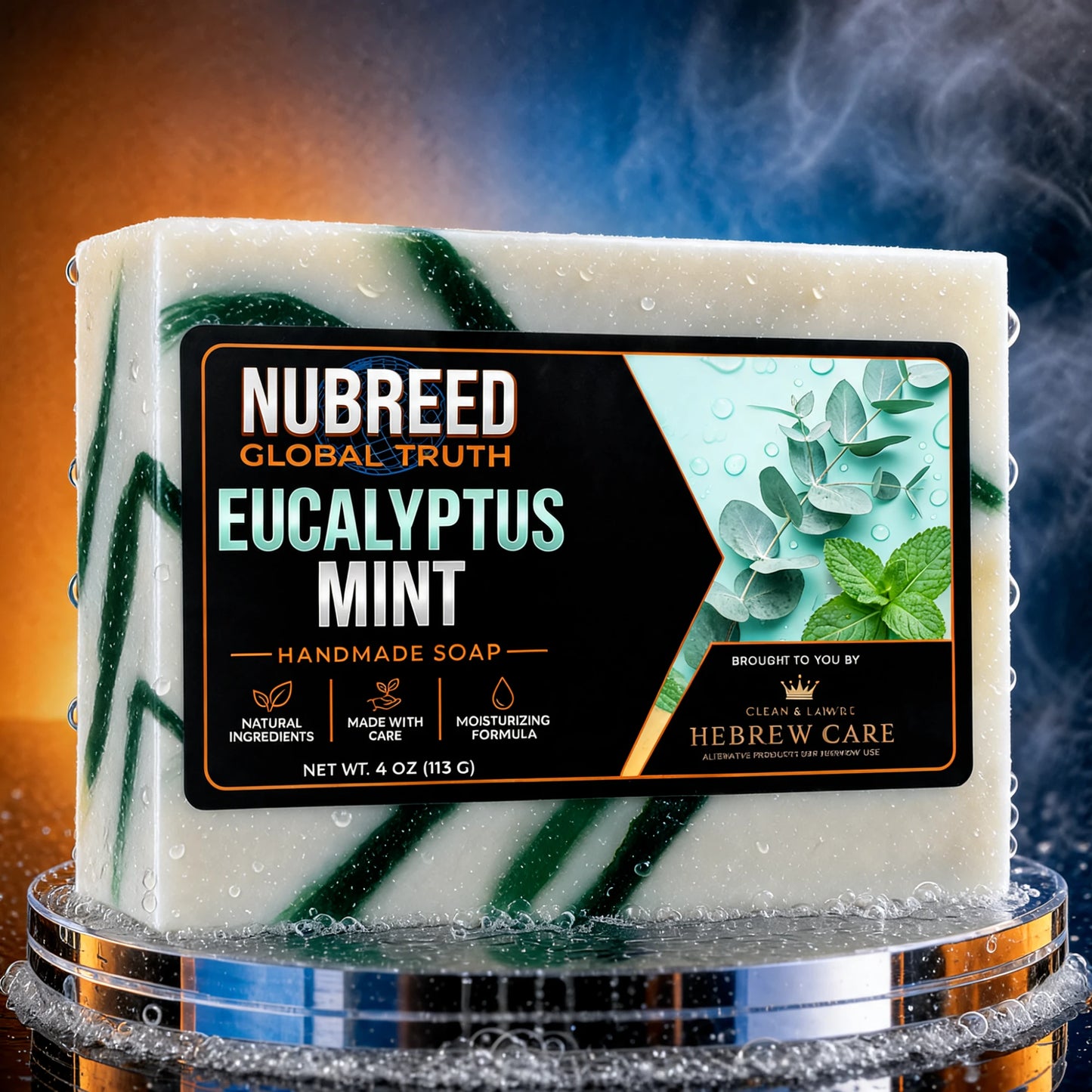 NUBREED Global Truth Eucalyptus Mint handmade soap bar by Hebrew Care, 4 oz