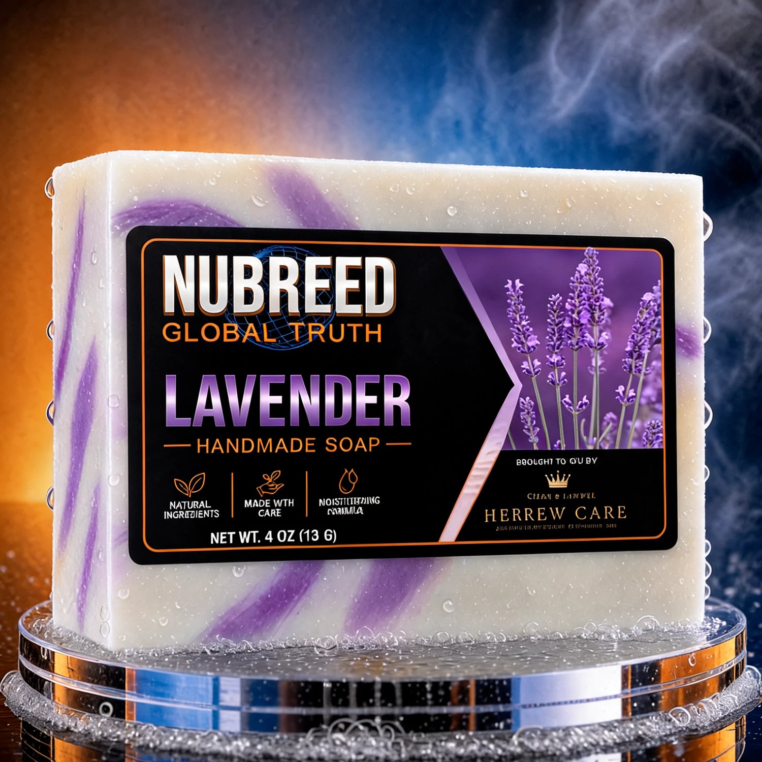 NUBREED Global Truth Lavender handmade soap bar by Hebrew Care, 4 oz