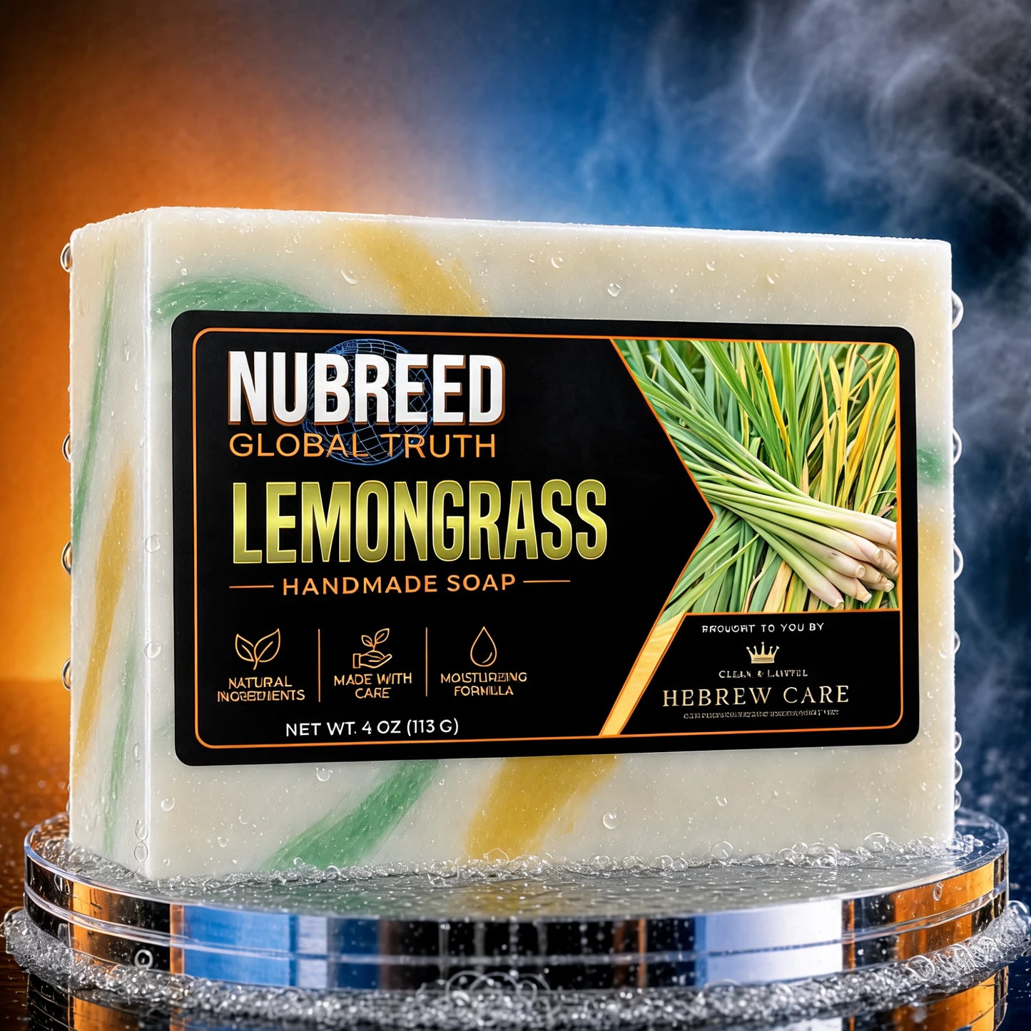 NUBREED Global Truth Lemongrass handmade soap bar by Hebrew Care, 4 oz