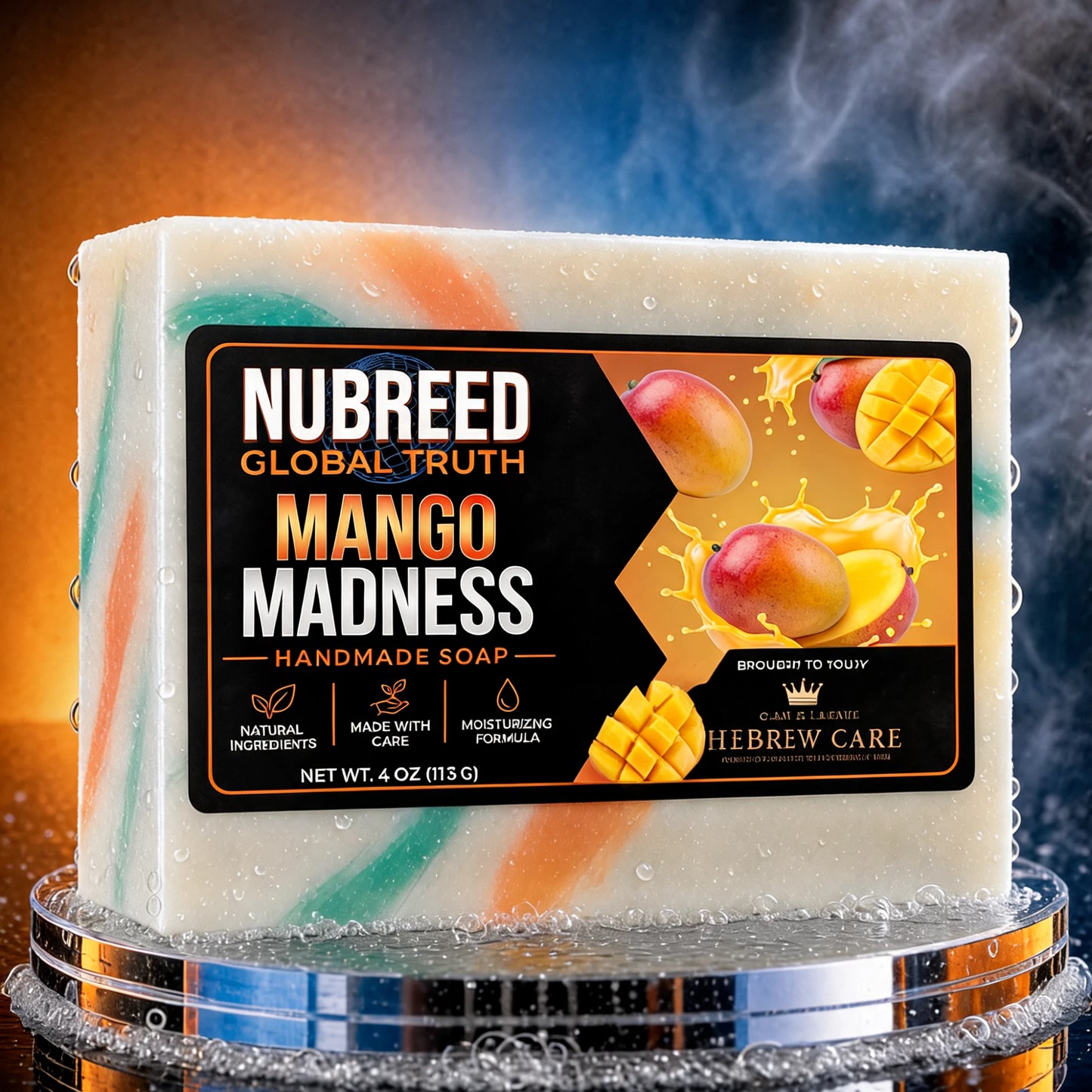 NUBREED Global Truth Mango Madness handmade soap bar by Hebrew Care, 4 oz