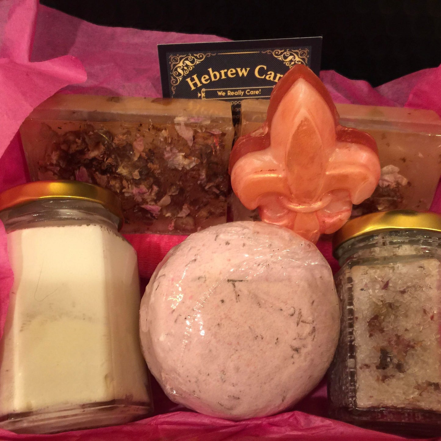 Rose Basket, Bathbomb, Bath Salt Scrub, and Soap